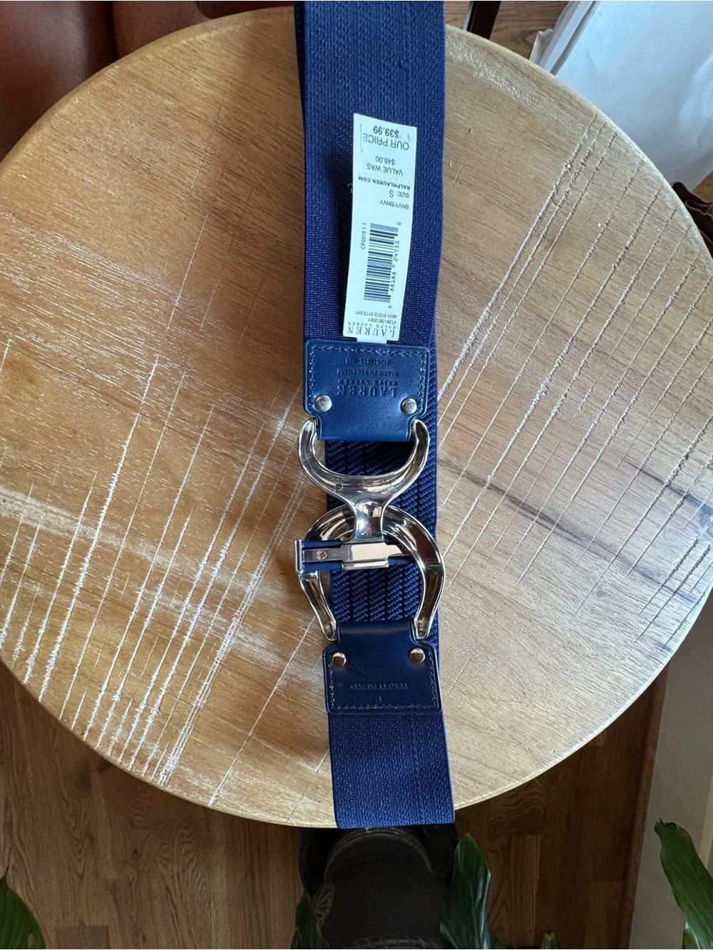 Ralph Lauren Women’s Elastic Belt with Silver Hardware